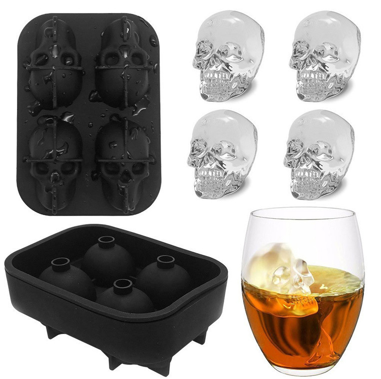 Hot selling silicone ice tray food grade silicone skull ice tray grinding tool bar DIY creative personalized ice cube
