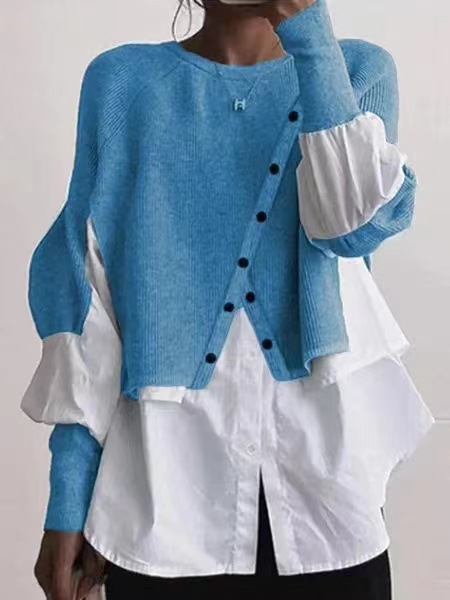 2024 automne et hiver nouvelle station indépendante transfrontalière européenne et américaine col rond à manches longues tricoté style étranger couture deux pièces_voghion.com