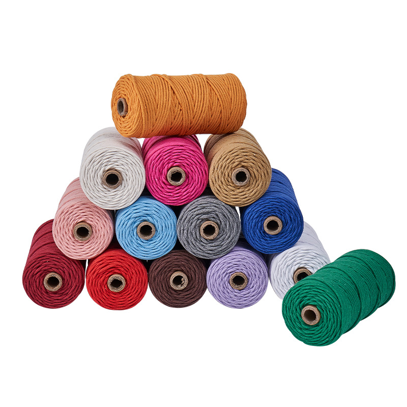3mm Core-wrapped Cotton Rope DIY Clothing Home Textile Decorative Corded Cotton Rope Braided Rope Colorful Tapestry Core-wrapped Cotton Rope