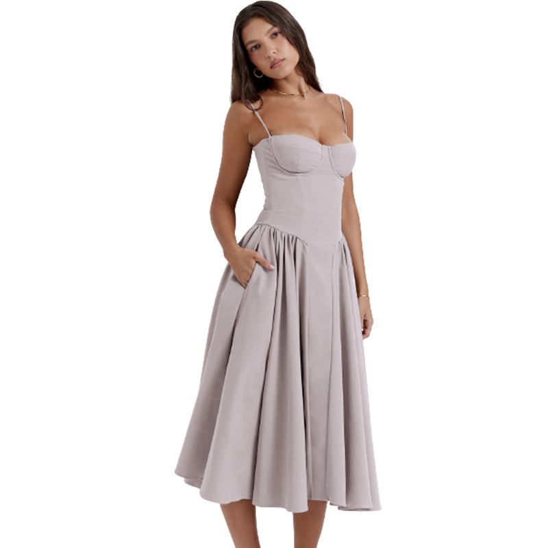 Summer Amazon Skirt New Arrival French Style Retro Long Skirt Palace Style Dopamine Wear with Sling for dress Women