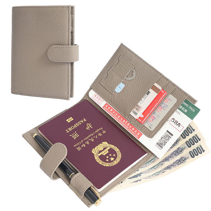  New Leather Passport Bag Ultra-thin Multi-function Certificate Wallet Storage Bag Zipper Buckle Travel Passport Holder