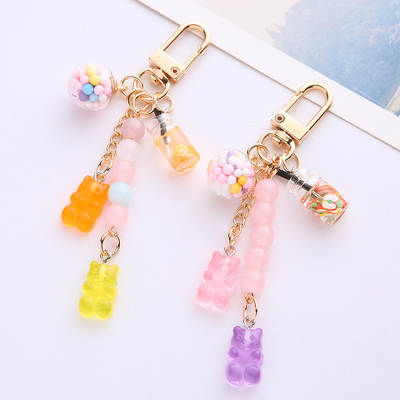 Cute Girl Heart ins Candy airpods Rainbow Fudge Bear Soft Shell Headset Protective Case Pendant Keychain