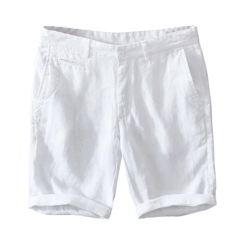 L8216 Pure Linen Thin Breathable Shorts Men's Loose Casual Beach Casual Pants Men's One-Piece Hair