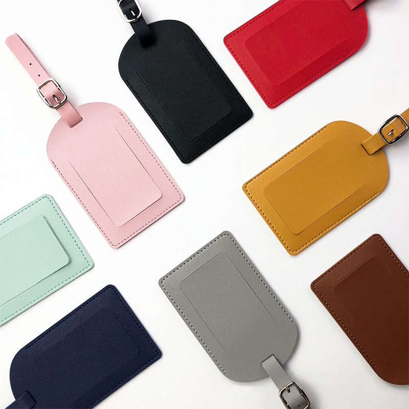 in stock wholesale 11 color horizontal and vertical two kinds of flip cover thickened leather with printing signature paper pu luggage tag