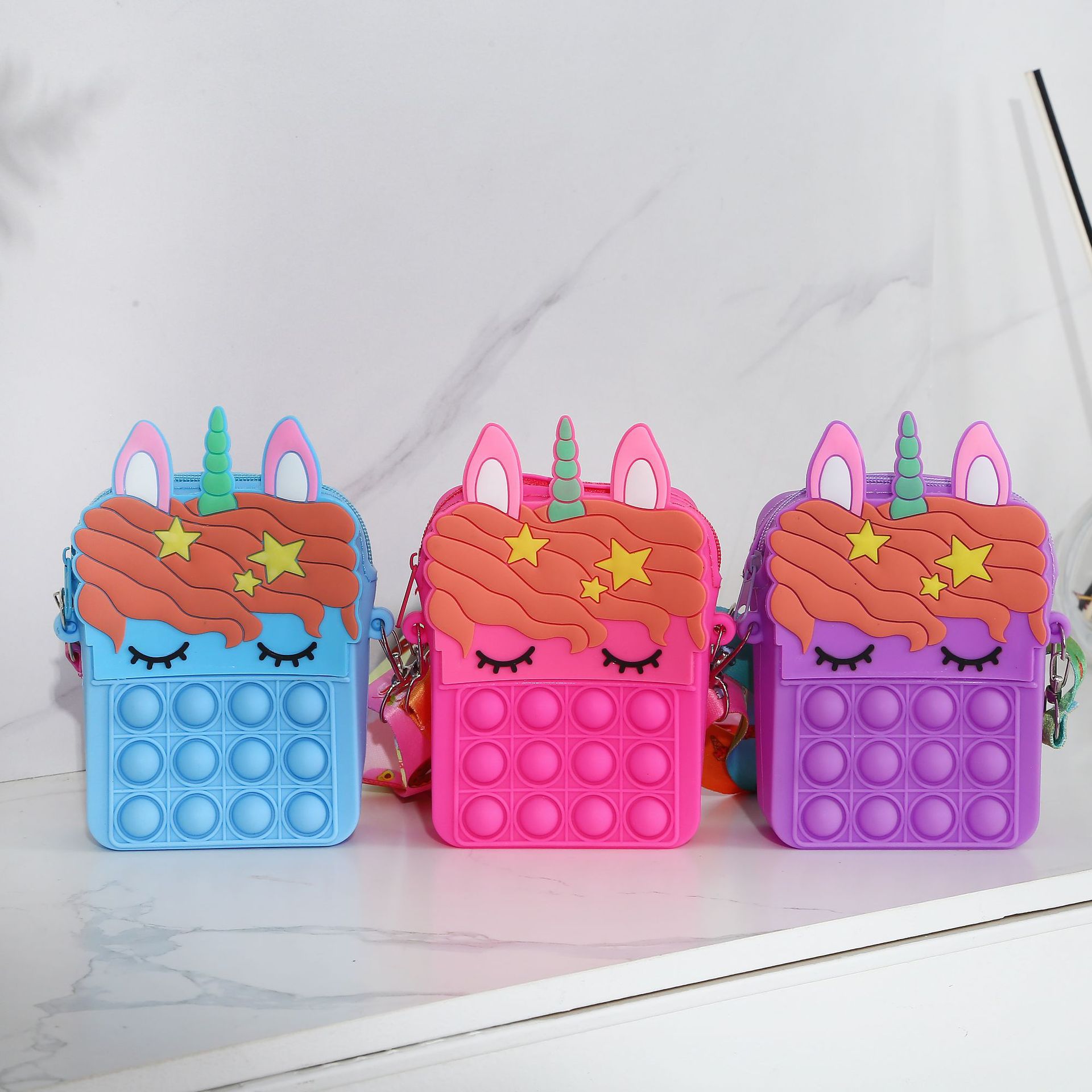Cross-border Explosions Spot Children's Silicone Unicorn Bag Anti-rodent Pioneer Messenger Bag Decompression Student Coin Purse
