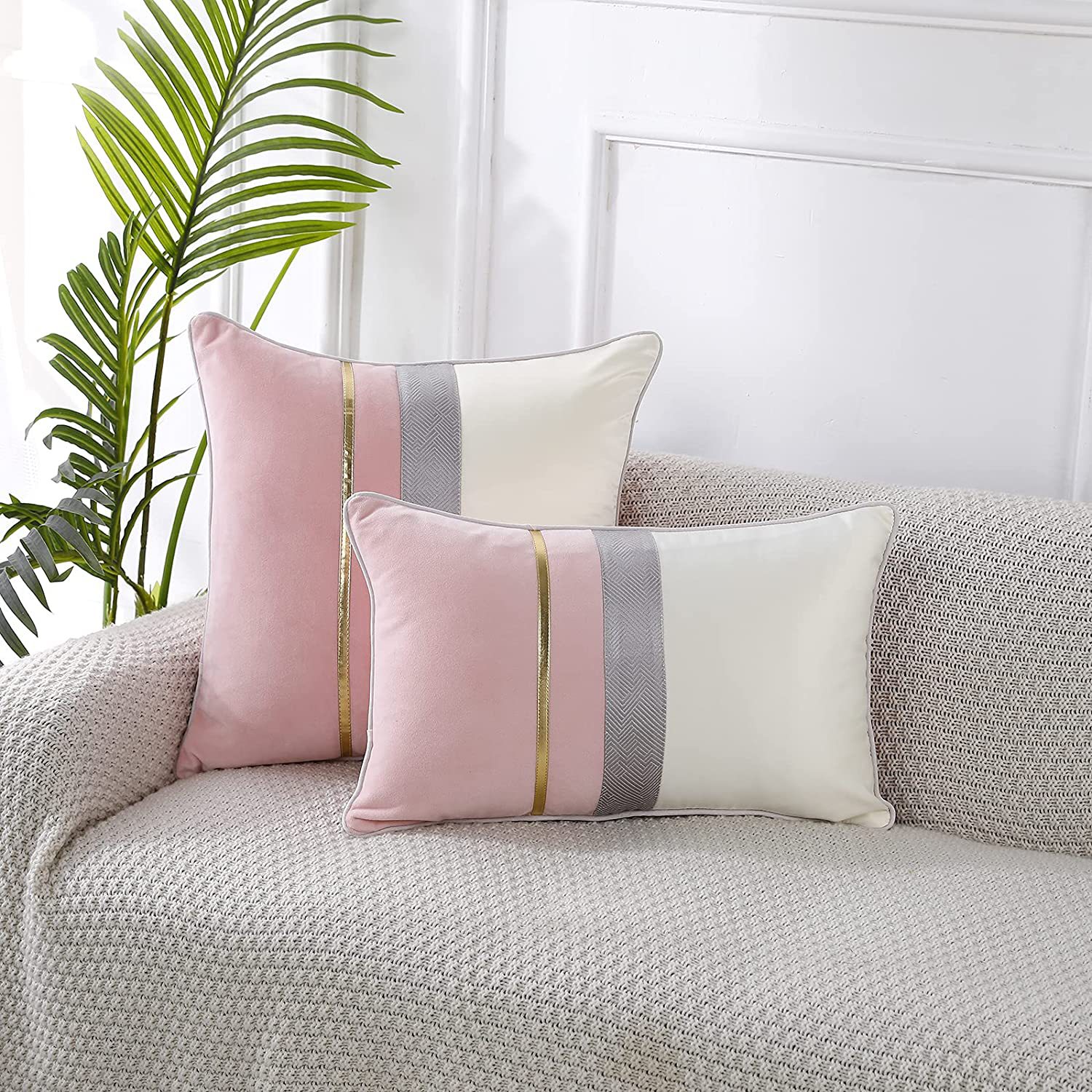 Stitching solid color New Home square rectangular super soft pillow car available modern simple style sofa pillow
