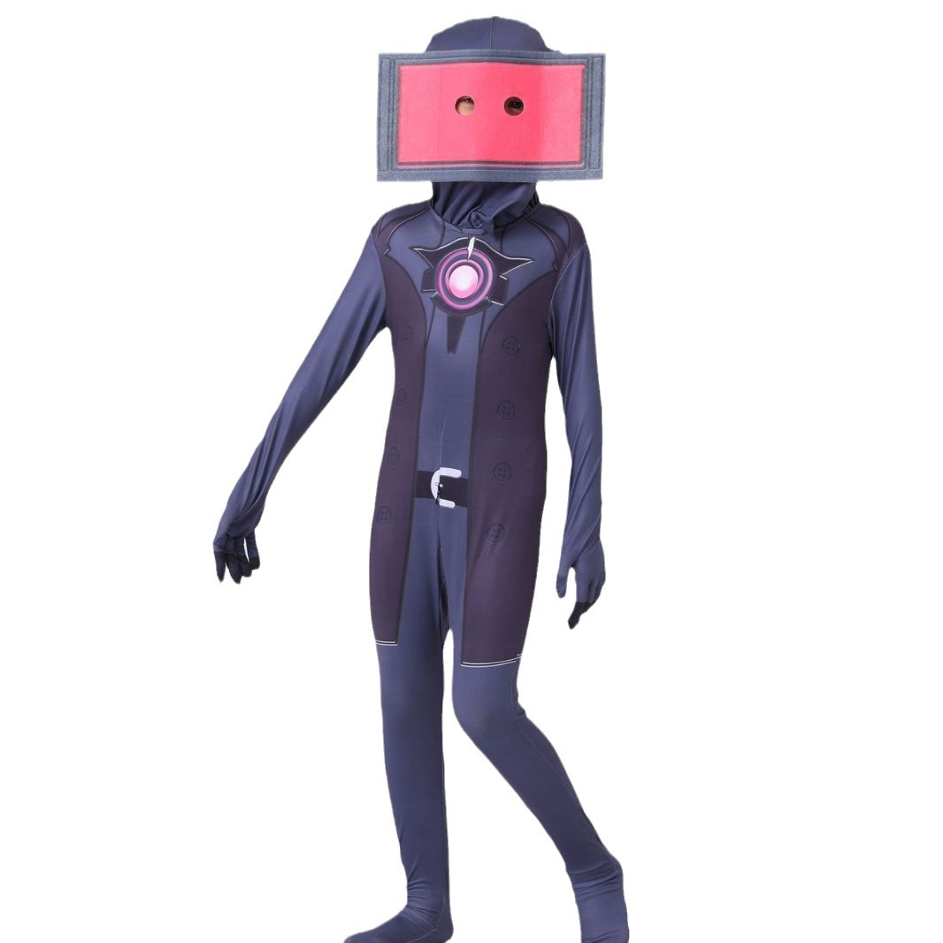 Halloween Toilet Man vs monitor Man jumpsuit cross-border hot new audio Man TV man tights cos