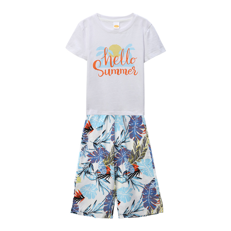2023 Parent-Child Suit Family of Three and Four Beach Seaside Vacation Sanya Tourism Foreign Style Mother-Child Mother-Daughter Suit