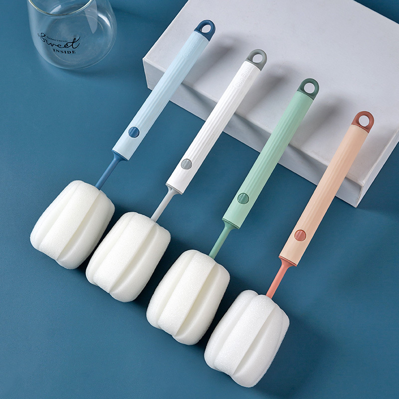 Household sponge head cleaning Cup brush wholesale long handle thermos cup brush set tea cup milk bottle cleaning brush