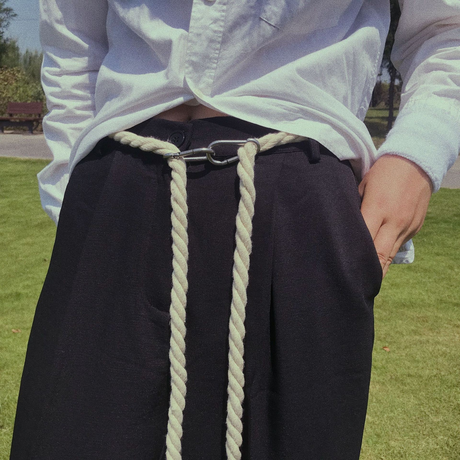 Personalized Woven American Style Super Long Homemade Hemp Rope Waist Chain Artistic All-match Hook Woven Decorative Design Sense Waist Rope