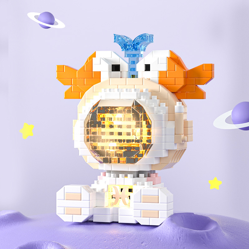 Macensim micro particle building blocks luminous angel demon astronaut twelve constellation puzzle assembled toys wholesale