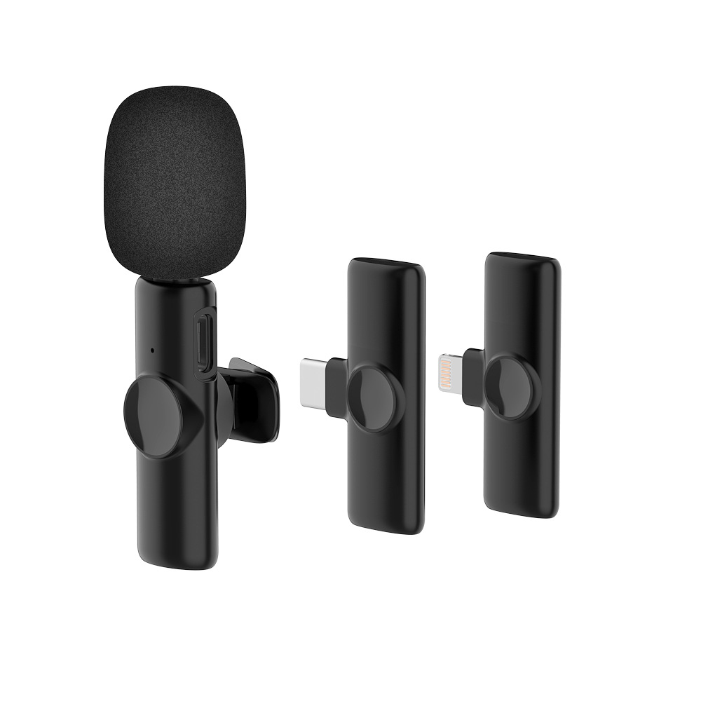 Wireless collar clip microphone K2 one drag two noise reduction 2.4G mobile phone live chattering outdoor microphone factory outlet