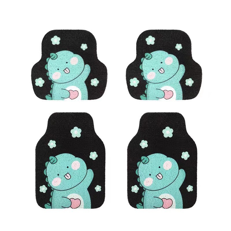 Cartoon cute universal silk ring car mat main driver and co-pilot complete mat anti-slip dirt-resistant mat for car