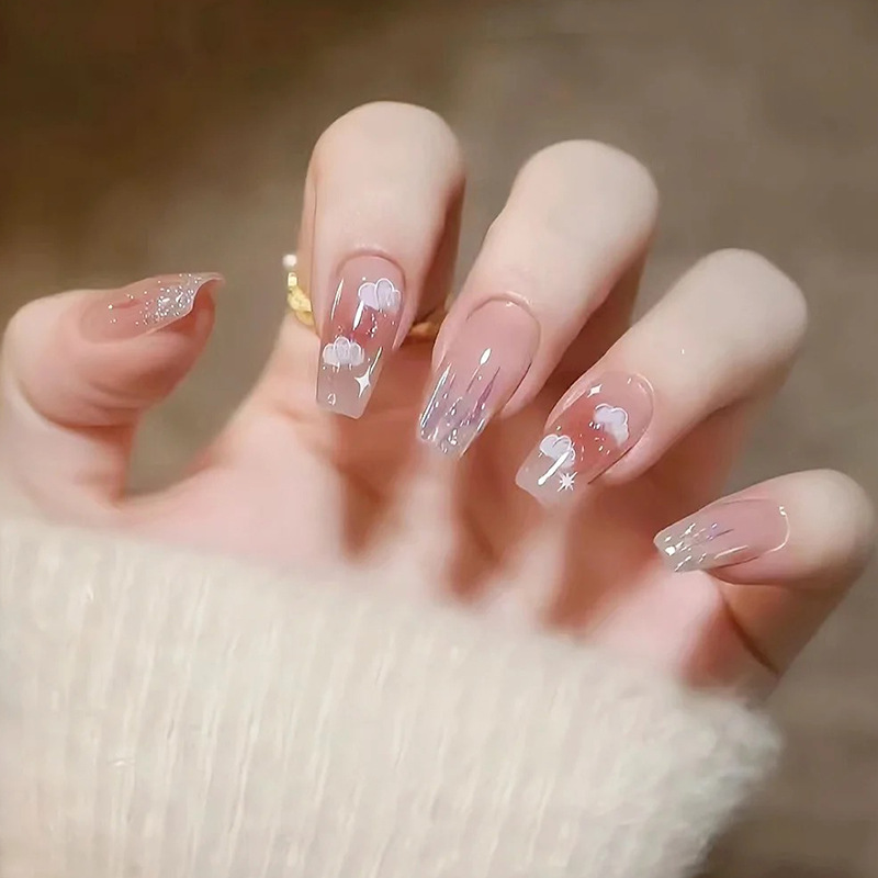 Wear nail nail patch nail sticker cartoon short detachable fake nail patch finished blush nail nail nail patch