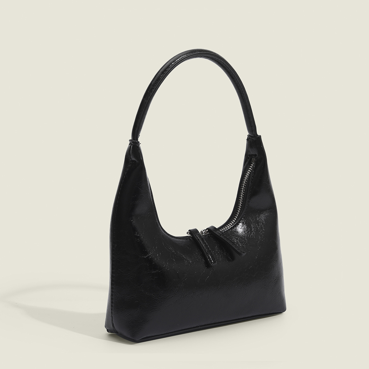 Silver Crescent Underarm Bag Bright Lacquer Handbag Fashion Niche Design Handbag Popular Mini Small Bag