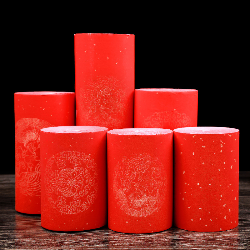 Утолщенная бумага Wannian Red Xuan, обсыпанная золотом, длинный рулон, чаша, бумага, пустая рукописная раскраски для весеннего фестиваля, кисть для каллиграфии, бумага Ваданга с драконом и Фениксом
