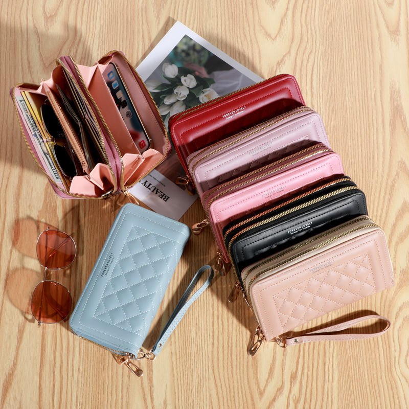 Wallet for Women 2023 New Long Women's Handbag Korean Style Casual Phone Bag Double Zipper Money Clip Large Capacity Card Holder