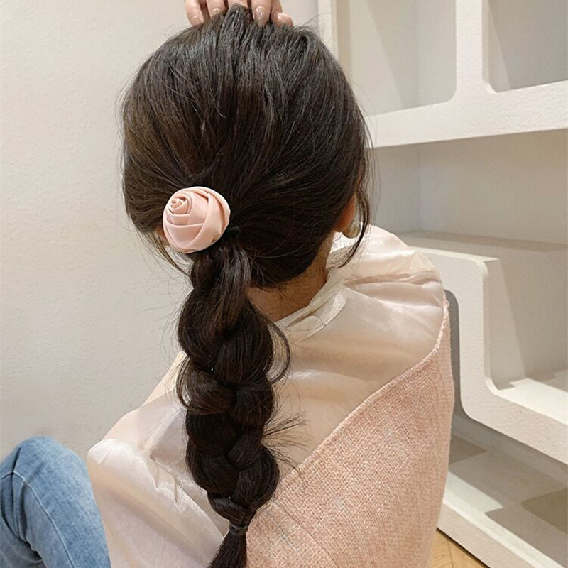 Rosa Rose Schleife Haarnadel Damen High-End Sinn Elegant Haarring Haarseil Pony Clip Seitlicher Clip Haarschmuck_voghion.com