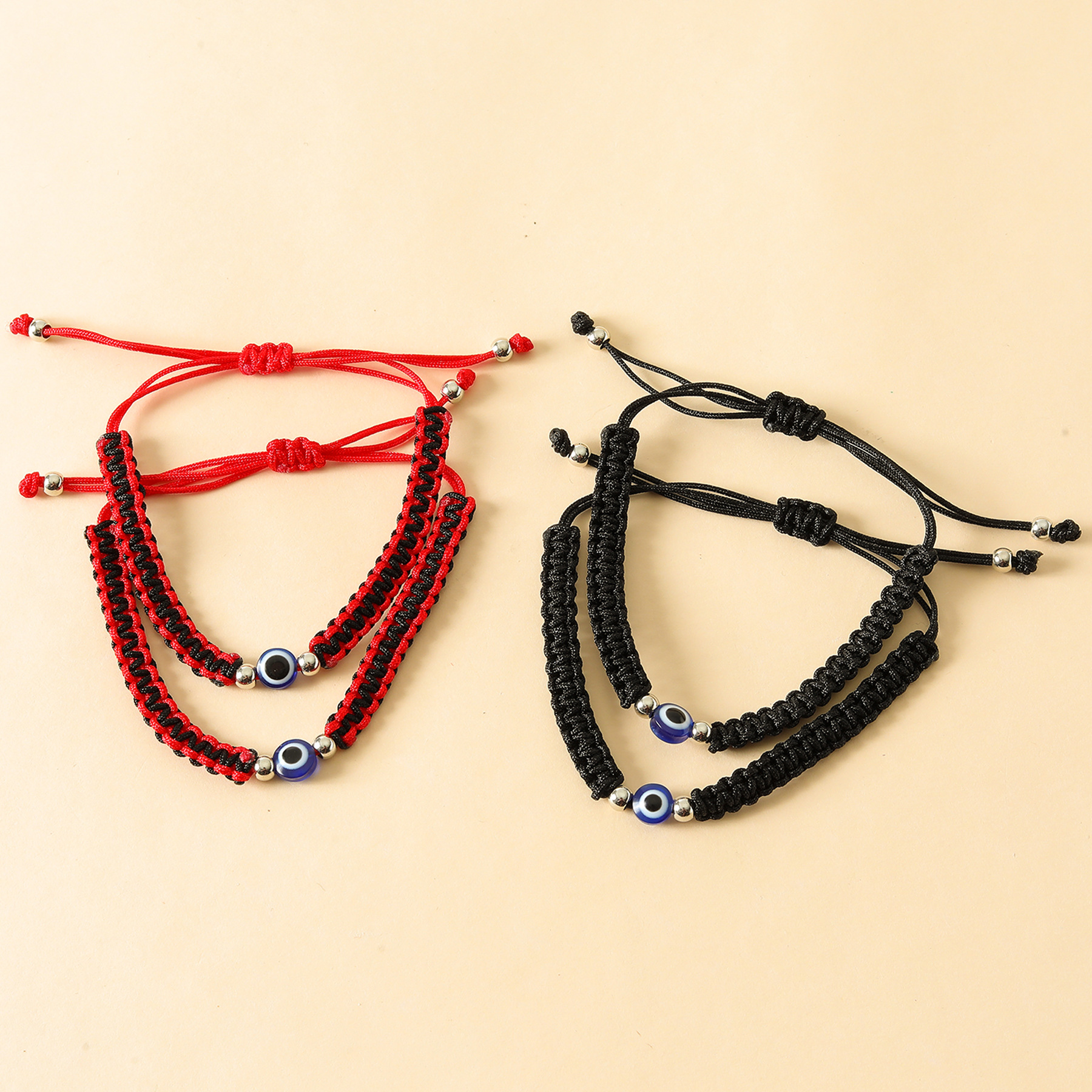 Cross-border jewelry Amazon for Europe and the United States personality Turkey blue devil eye flat knot woven bracelet red hand rope
