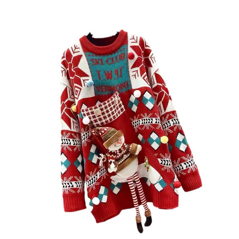 Red sweater women's clothing autumn and winter thickened mid-length 2023 New Coat New Spring Festival festive rabbit year birth year fashion