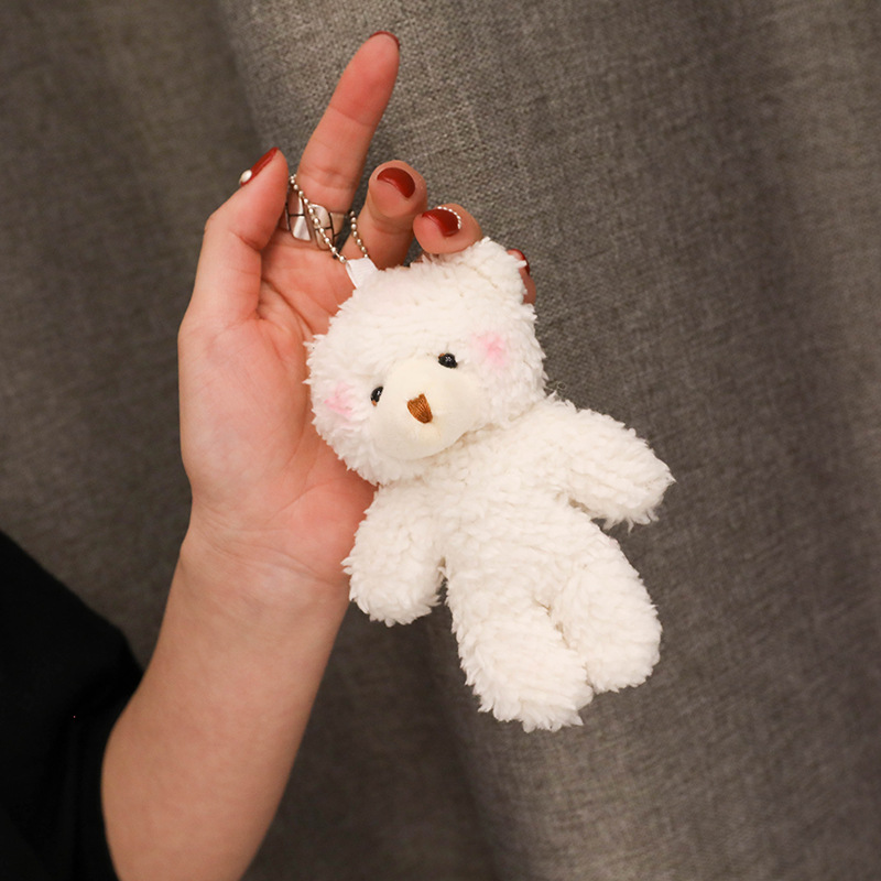 In stock wholesale blush one-piece Bear plush pendant Internet celebrity cute clothing bag accessories bear doll keychain