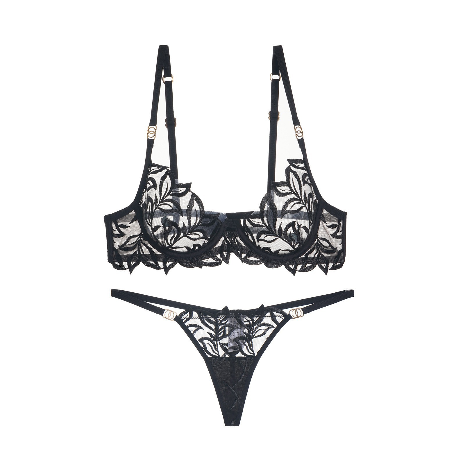 French style underwear women's sexy sexy embroidered lace bra underwear suit big chest small anti-sagging underwear bra