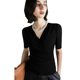 Summer New Mid-sleeve Mesh Top Stylized Inner Base Shirt Stretch Large Size Cross V-neck Small Shirt