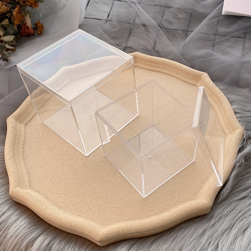 Transparent Acrylic Square Box Food Food Candy Blind Box Slime Packaging Box Handmade Stationery Desktop Storage Box