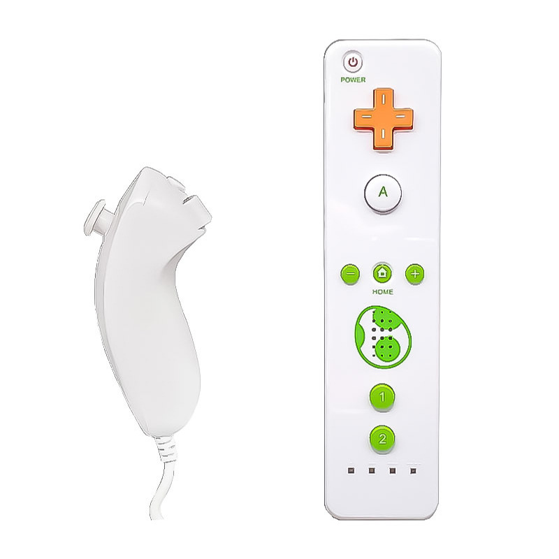 WII handle wii left and right handle built-in accelerator 2-in-1 left and right handle wii double medium white Green left and right bare