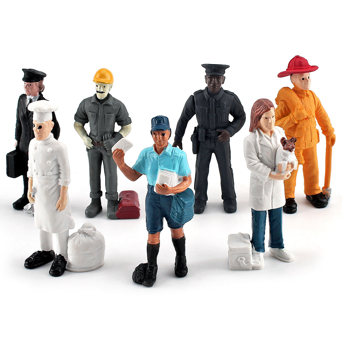 Cross-border sand table scene simulation microscopic character model police fireman Baker pilot doll decoration