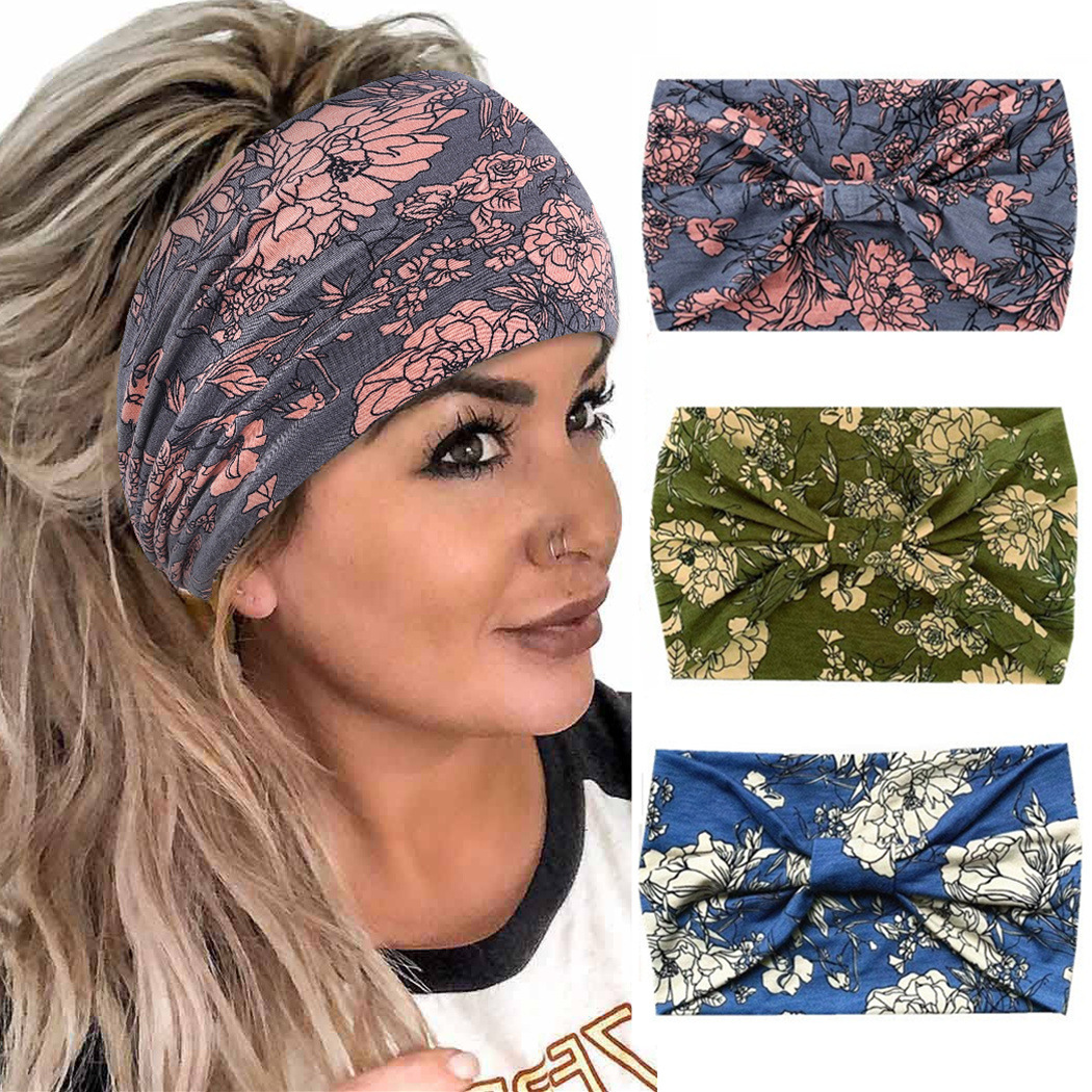 New European and American Yoga Hair Band Fashion Hair Accessories Wide-brimmed Bohemian Headband Sweat-absorbent Stretch Cotton Tape