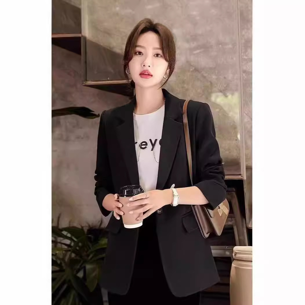 Spring 2024 New Casual All-match Slim-fit Slim-fit Loose Elegant Full of Small Men Suit Coat Black