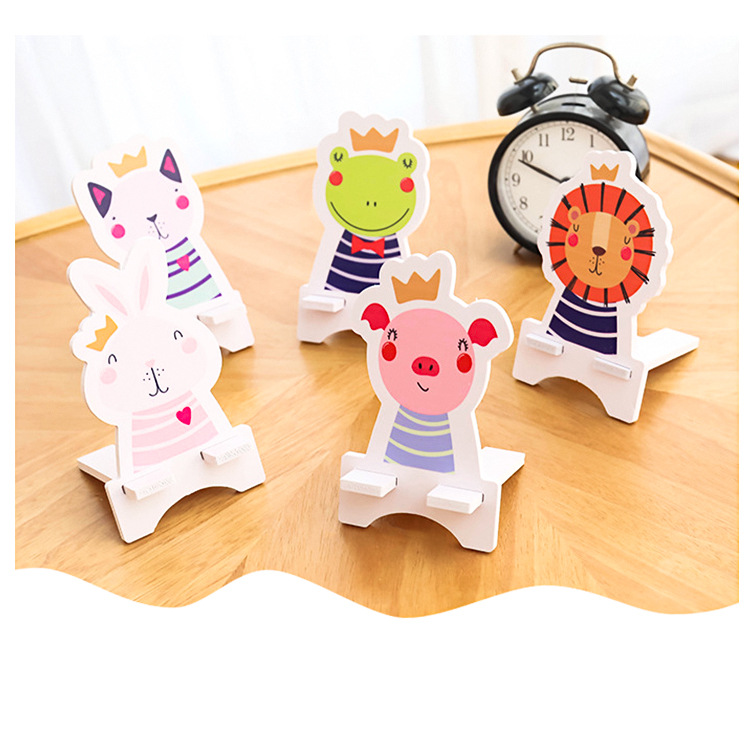 Lazy Cute Cartoon Mobile Phone Bracket Artifact Bedside Desktop Simple Mobile Phone Holder Tablet Computer Wooden Mobile Phone Holder