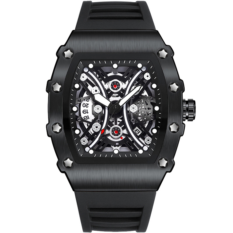 Jinshidun brand live broadcast cross-border hot watch men's silicone barrel-shaped luminous fashion sports watch wholesale