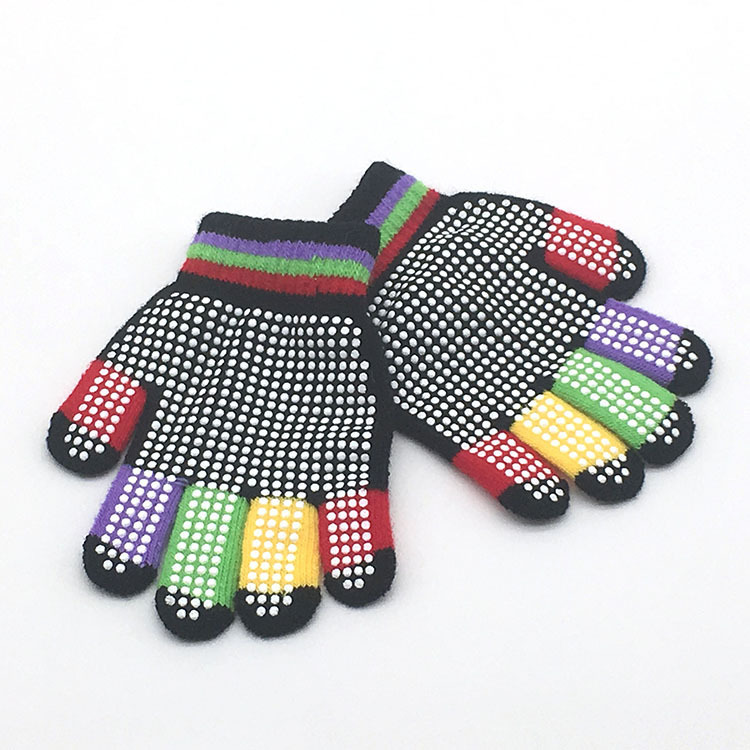 Color student outdoor sports skiing non-slip polka dot particle offset printing gloves children's knitted warm gloves wholesale