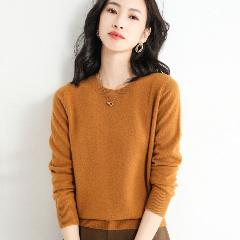 23 autumn low neck round neck sweater women's sweater loose base sweater female Korean foreign trade factory wholesale generation