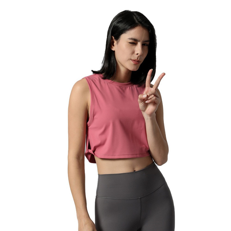 2023 New Yoga Sports Vest Women's European and American Loose Fitness Vest Women's Comfortable Without Chest Pad