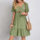 2025 Summer Cross-border Trade European and American Women's Clothing Amazon Skirt Loose Casual Short-sleeved Waist Elegant dress