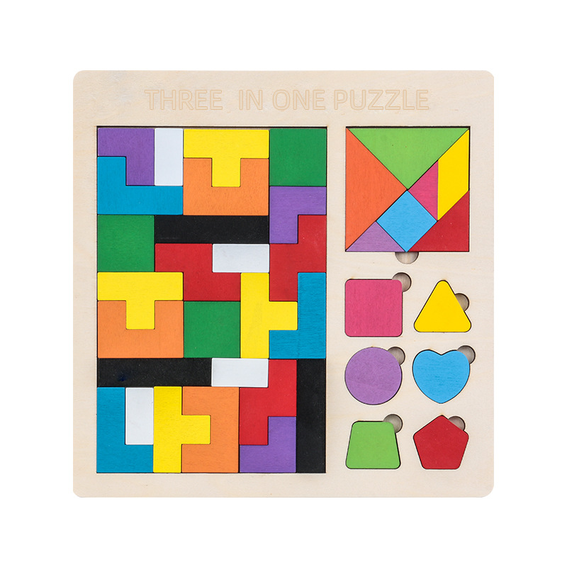 Three-in-one Tetris building block puzzle 3 children's intelligence development 4 to 6 years old 5 boys and girls assembly game