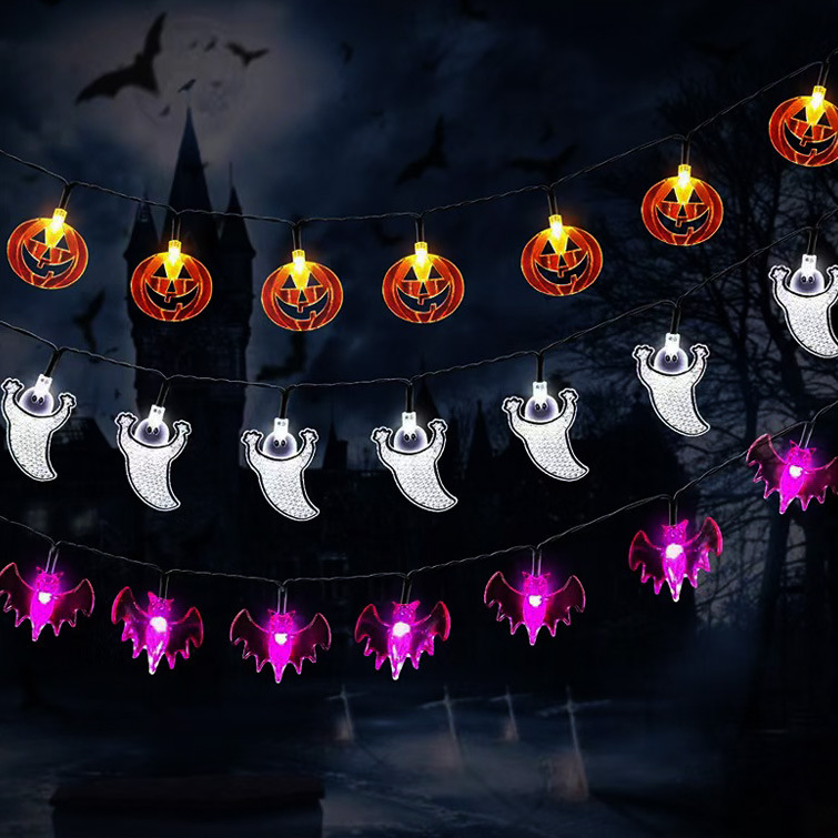 Colored lights cross-border pumpkin light string ghost ghost festival party Halloween String Light layout scene bat decoration String Light