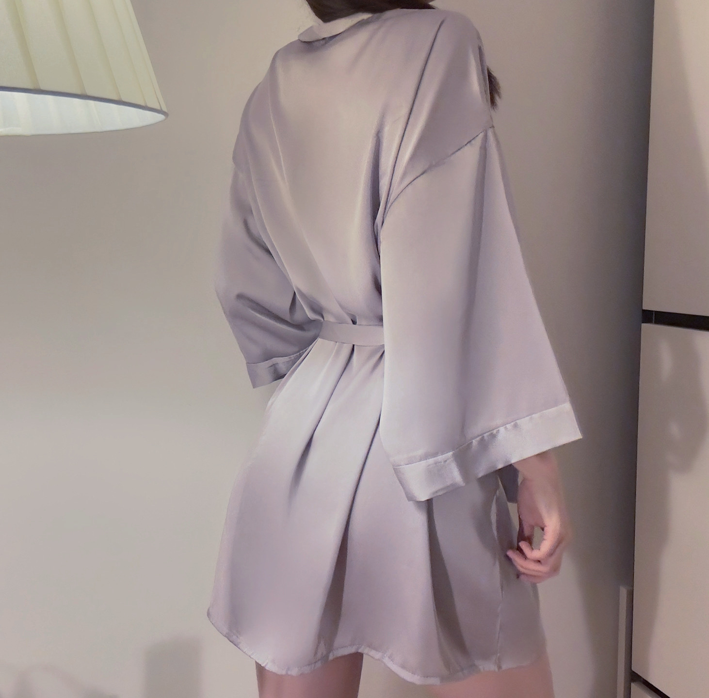 Night Fun Dessous Sexy Satin Dünne Strickjacke Schnürnachthemd Übergröße Bademantel Hauskleidung Pyjama Damenanzug_voghion.com