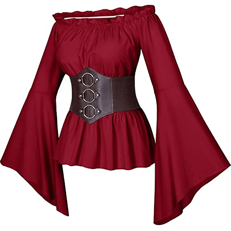 2023 Medieval Retro Women's Pirate Shirt Costume Cosplay Stage Dress Up Festival Play