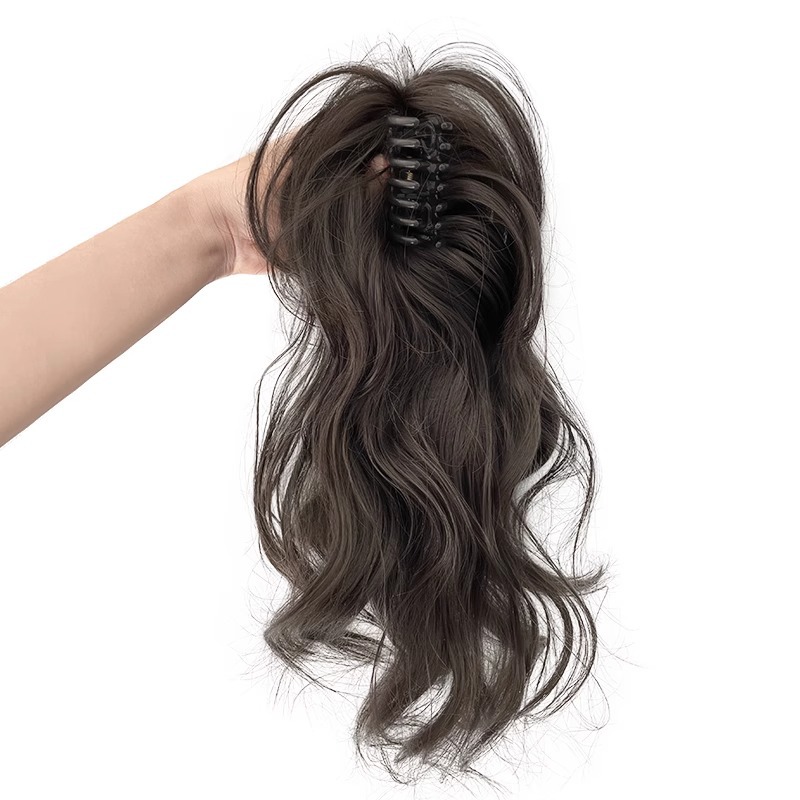 Wig women's long hair light non-falling grip high ponytail artificial hair natural long curly hair half-tied waterfall ponytail