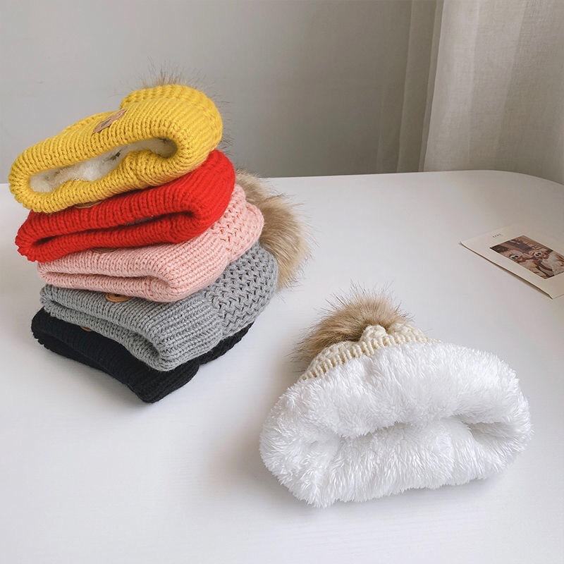 Cappello sciarpa guanti per bambini autunno e inverno set tre pezzi completo invernale caldo foderato in pile per ragazzi e ragazze berretto di lana orso_voghion.com