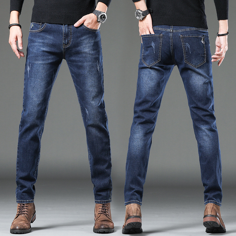 Jeans Men's 2024 Spring and Autumn New Simple All-match Slim-fit Stretch Leggings Men's Korean-style High-end Casual Pants