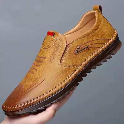 Leather shoes men's 2023 spring and autumn fashion soft leather casual leather shoes texture wear-resistant bean shoes men's shoes wholesale and retail