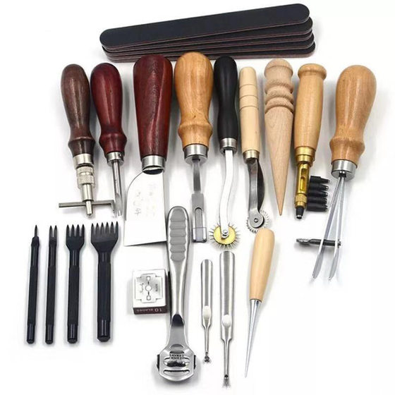 Manufacturers supply DIY leather tools suit hand sewing suit leather craft suit art 18-piece set 04