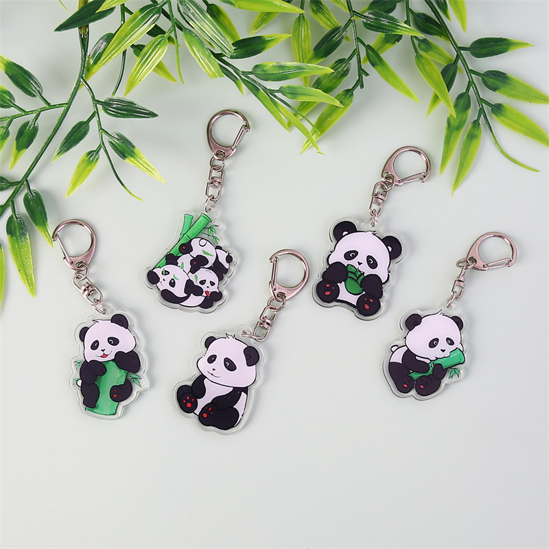 Cartoon panda keychain acrylic pendant student holiday small gift decoration ornaments cute key chain accessories