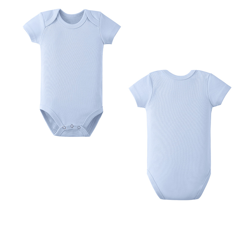 Factory new wholesale baby wrap fart solid color short sleeve triangle ha clothes newborn jumpsuit for boys and girls