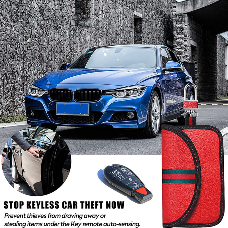 In stock car key signal blocking bag 2 pack Faraday keyless entry RFID anti-theft key case gift box